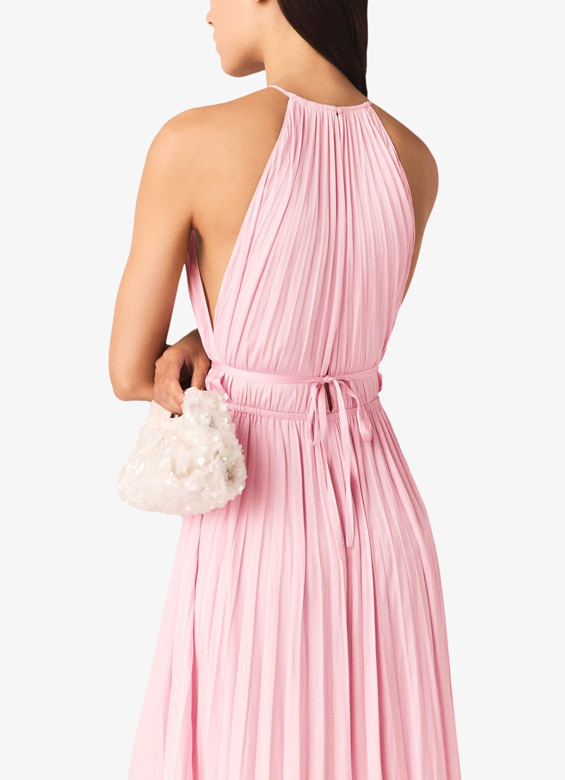 Maje Revilly midi jurk met plooien  - detail 7 roze