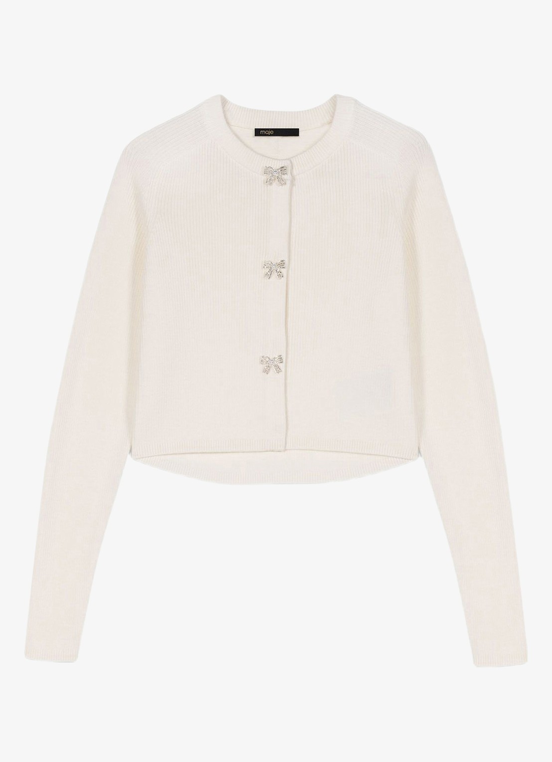 Maje Ribgebreid vest van wol - voorkant 2 beige