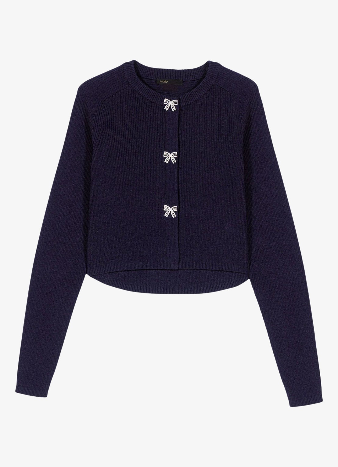 Maje Ribgebreid vest van wol - voorkant donkerblauw