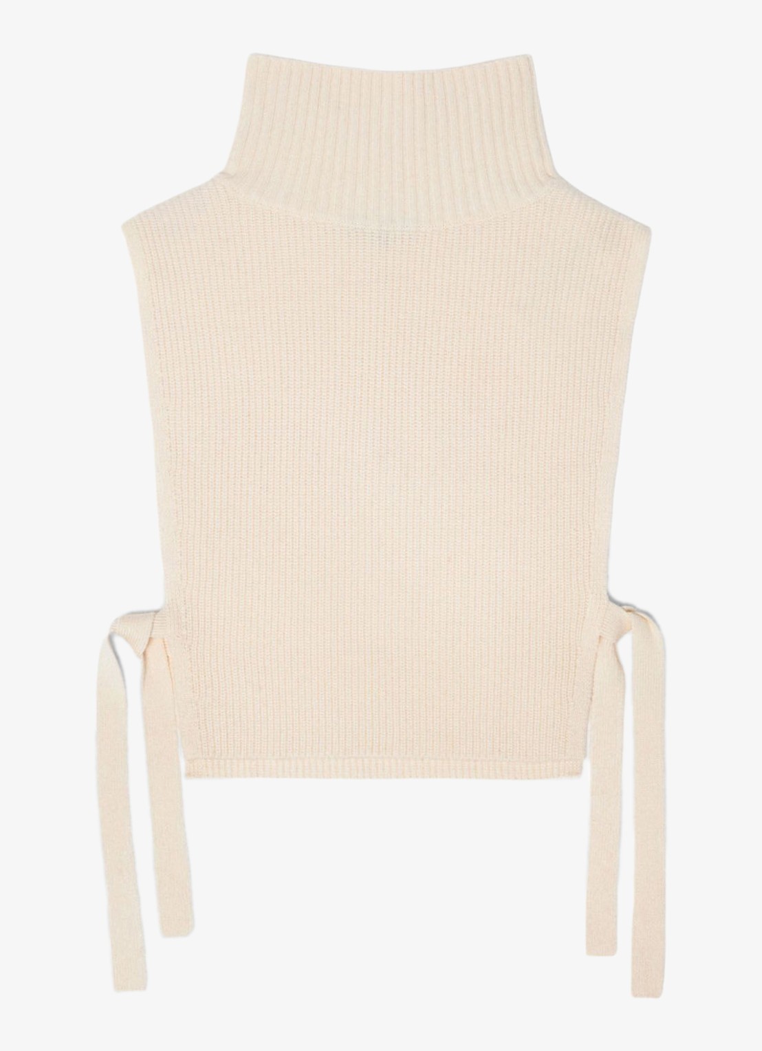 Maje Ribgebreide top in kasjmierblend met col - voorkant beige