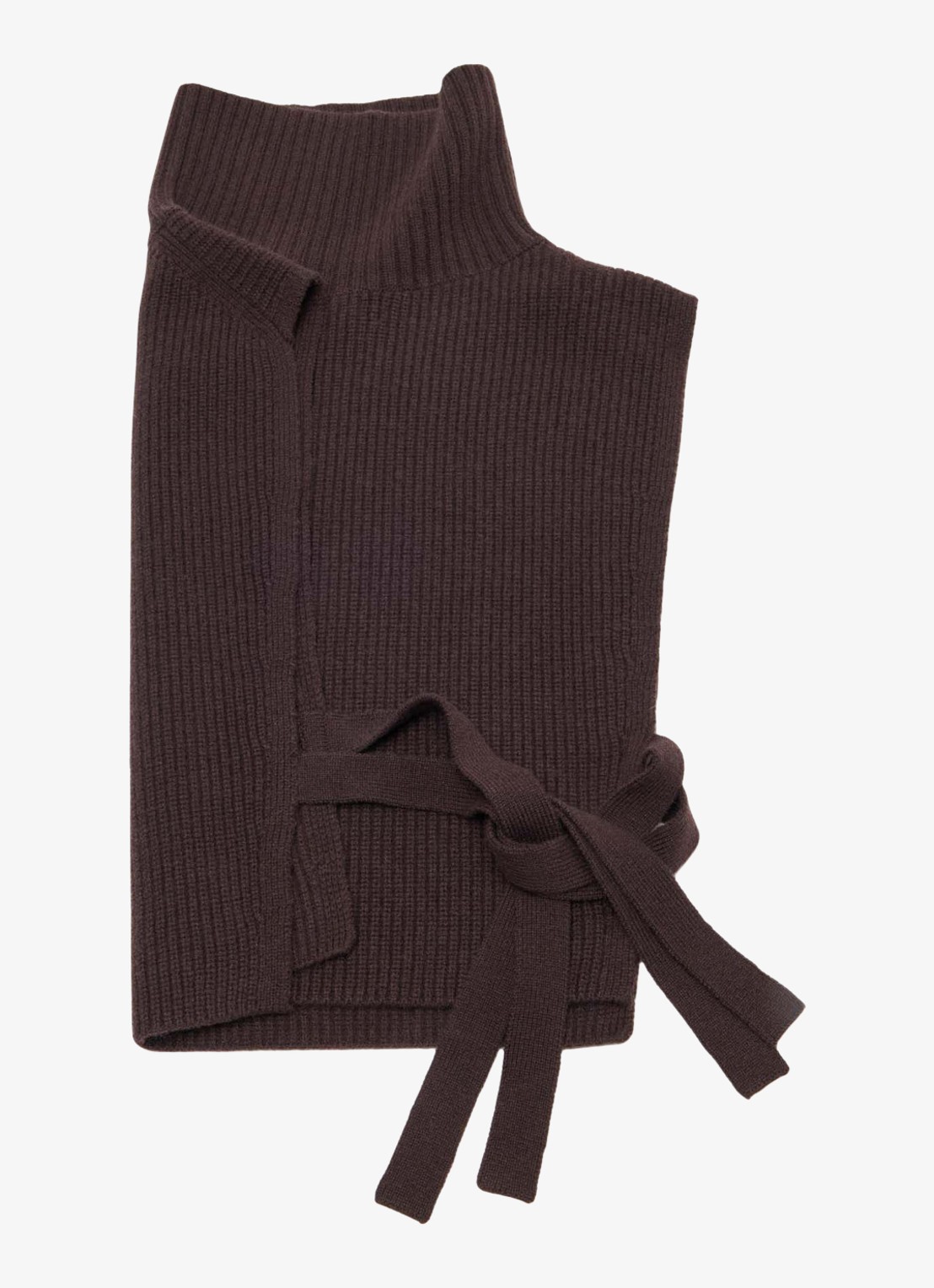 Maje Ribgebreide top in kasjmierblend met col - detail 4 donkerbruin