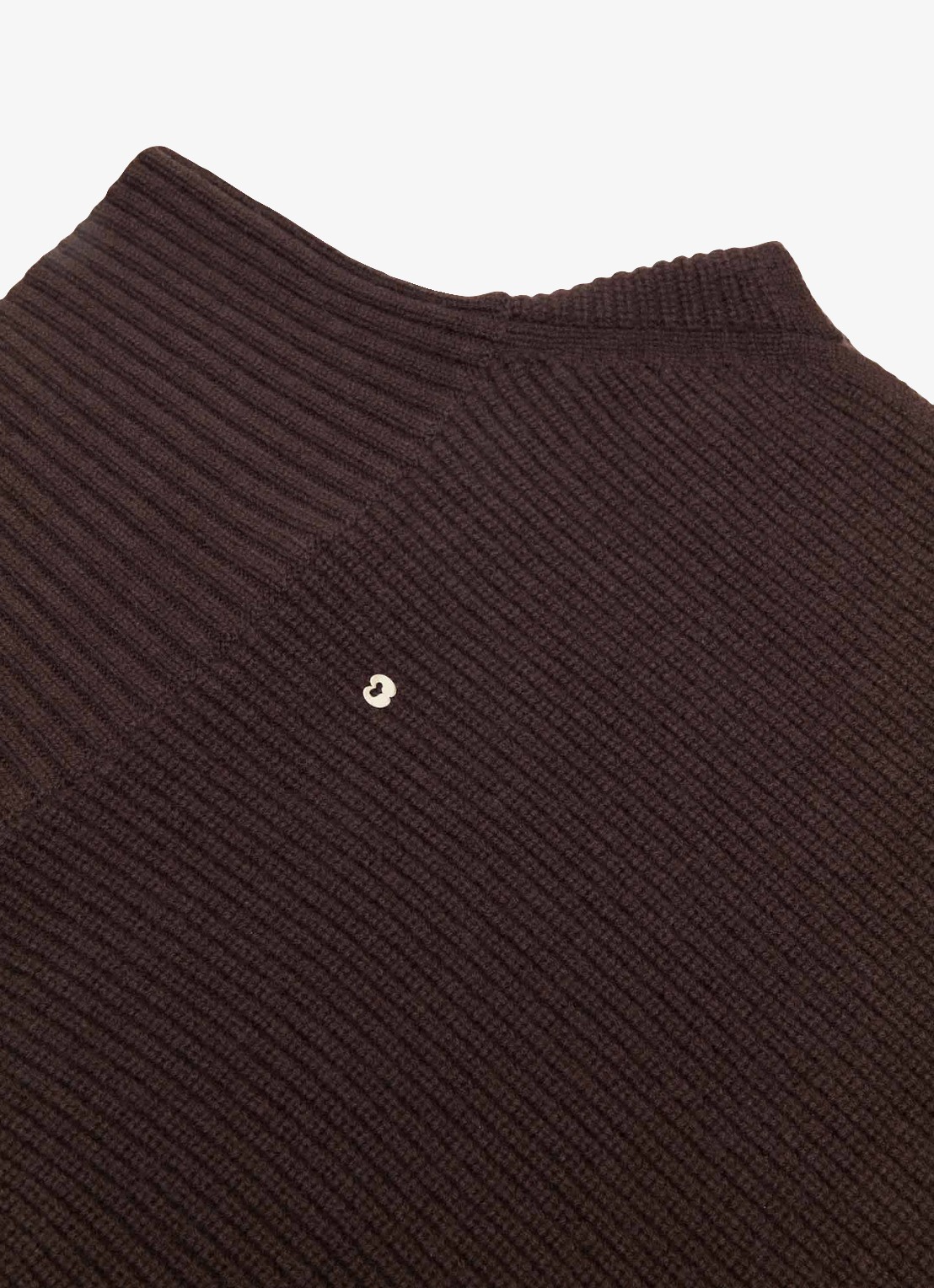 Maje Ribgebreide top in kasjmierblend met col - detail 6 donkerbruin