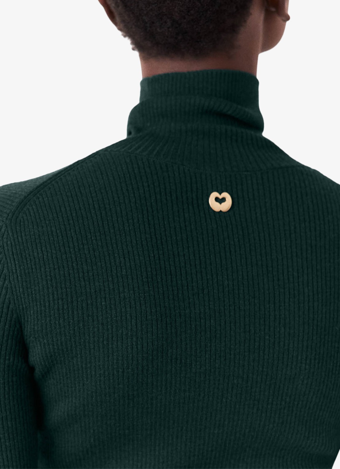 Maje Ribgebreide trui met col - detail 4 zeegroen