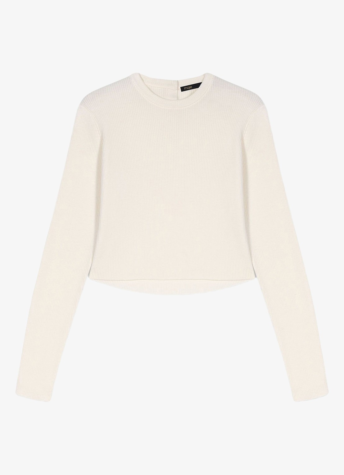 Maje Ribgebreide trui van wol - voorkant 6 beige