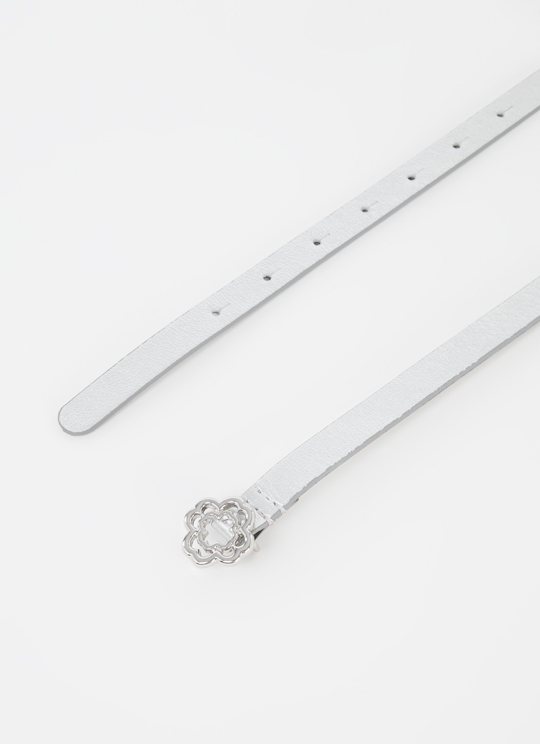 Maje Riem van kalfsleer met metallic finish - detail 2 zilver