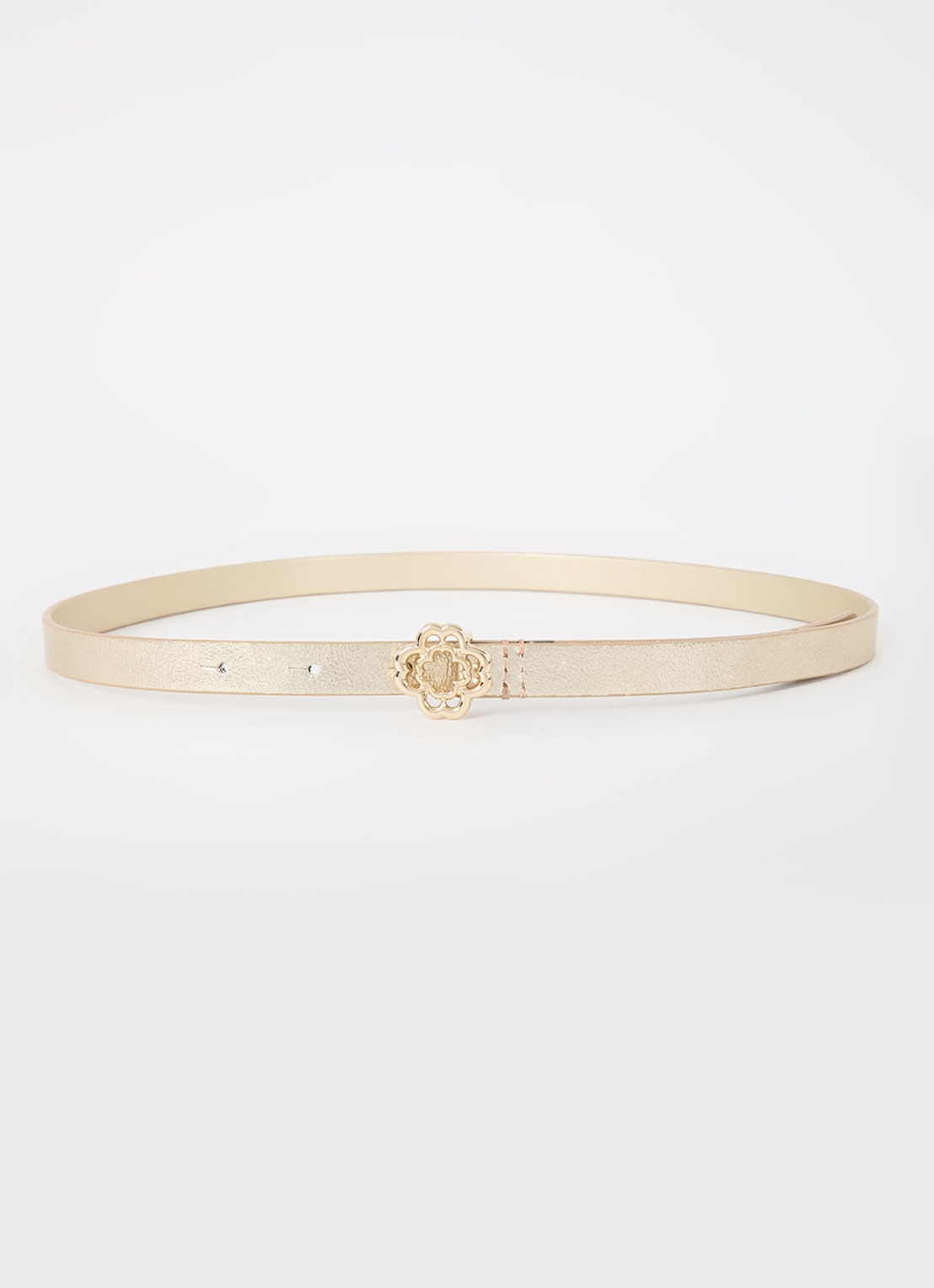Maje Riem van kalfsleer met metallic finish - voorkant goud