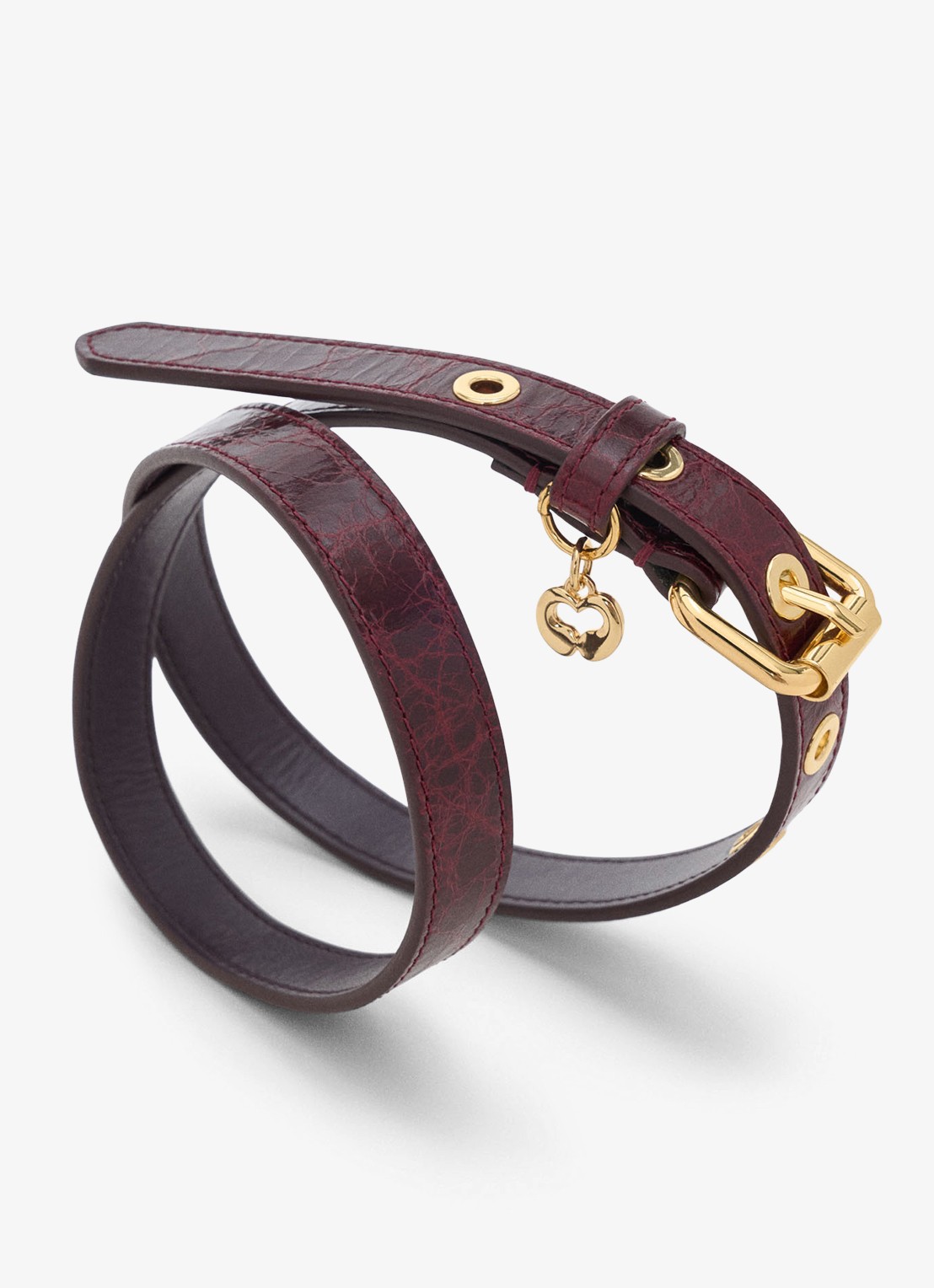 Maje Riem van koeienleer met charm - detail 5 bordeauxrood