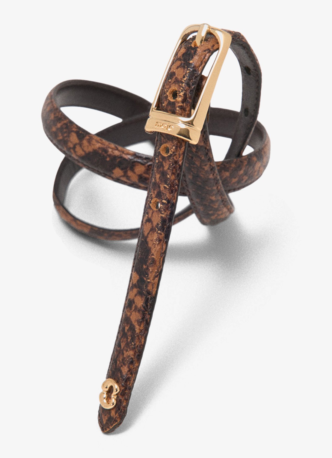 Maje Riem van koeienleer met slangenprint - detail 7 bruin