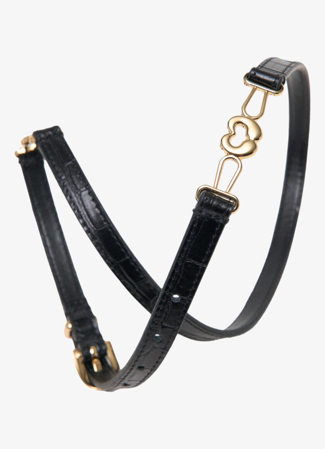 Maje Riem van leer met croco structuur - detail 2 zwart