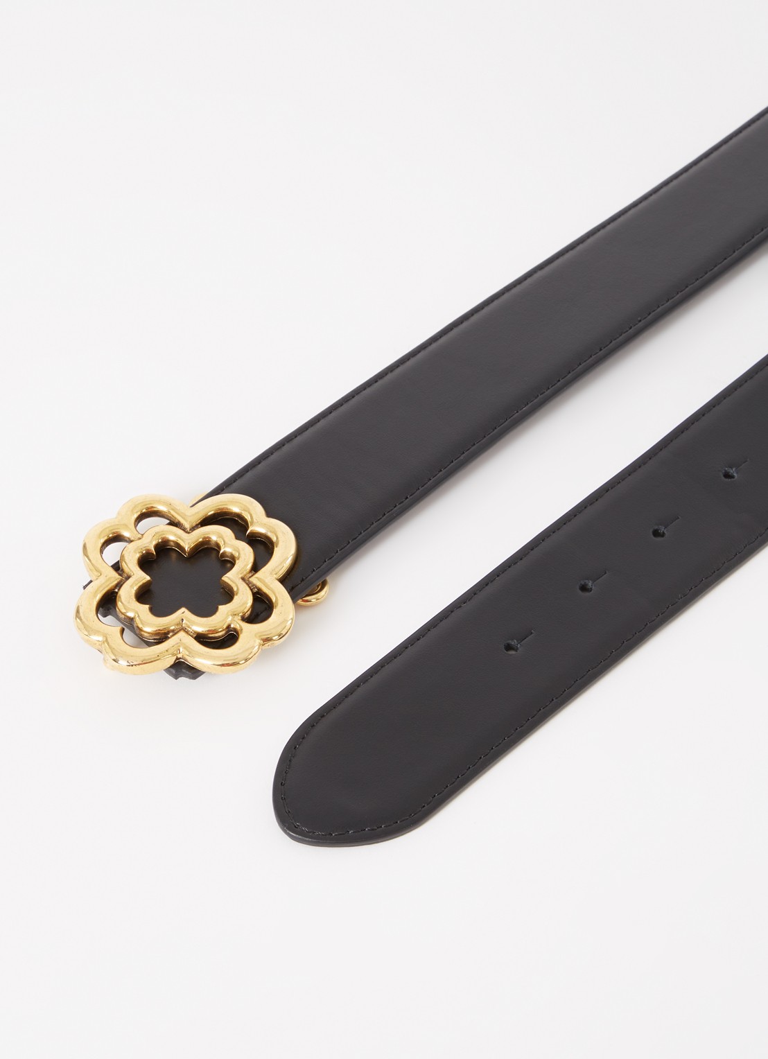 Maje Riem van leer met logo - detail 2 zwart