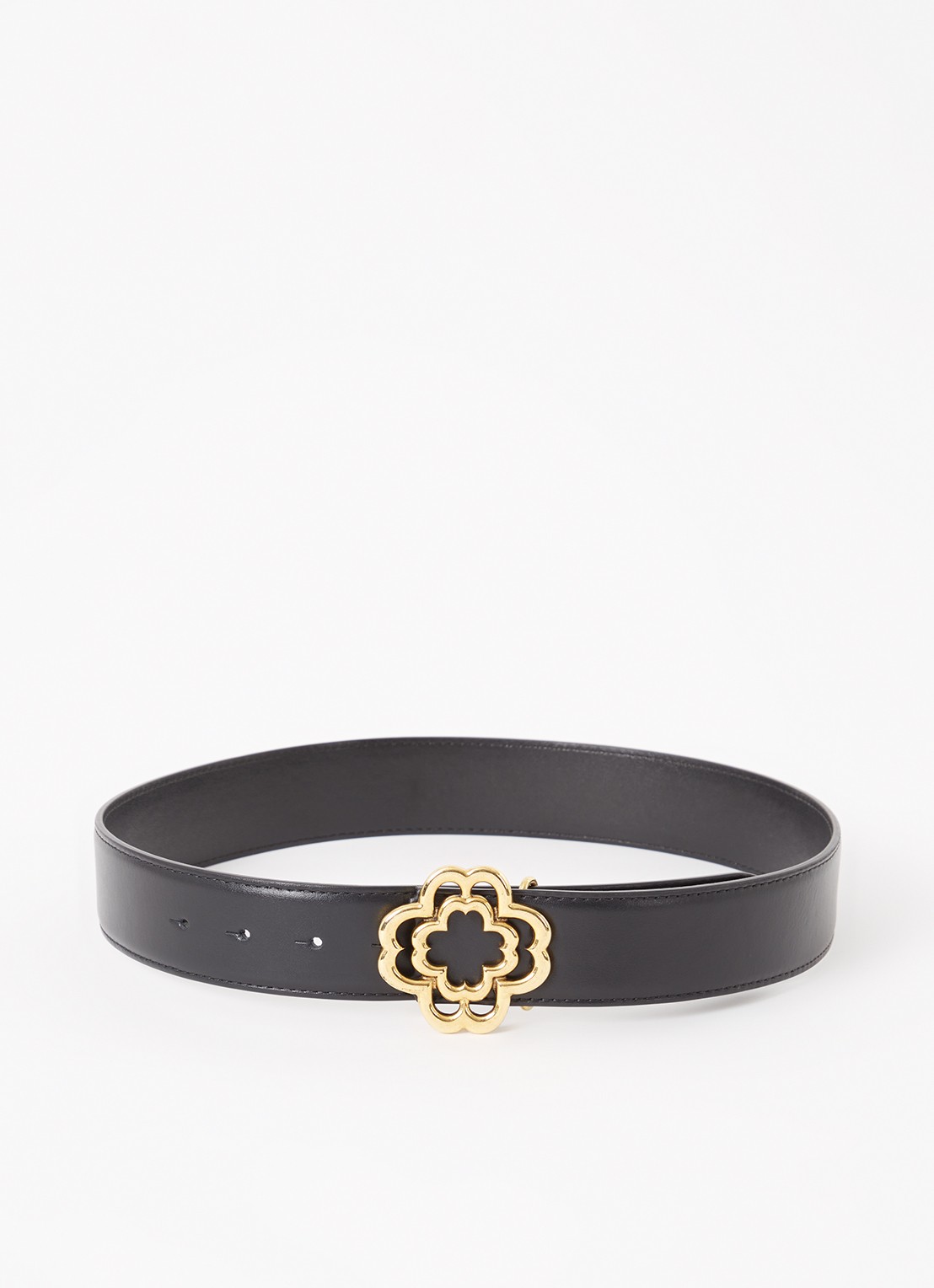 Maje Riem van leer met logo - voorkant zwart