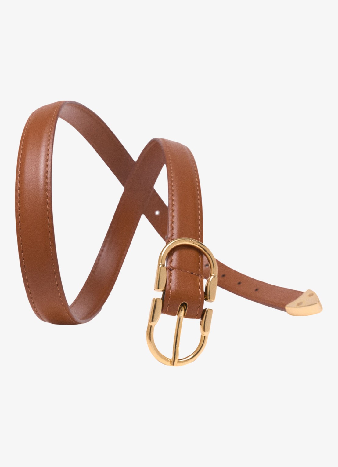 Maje Riem van leer - detail 3 camel