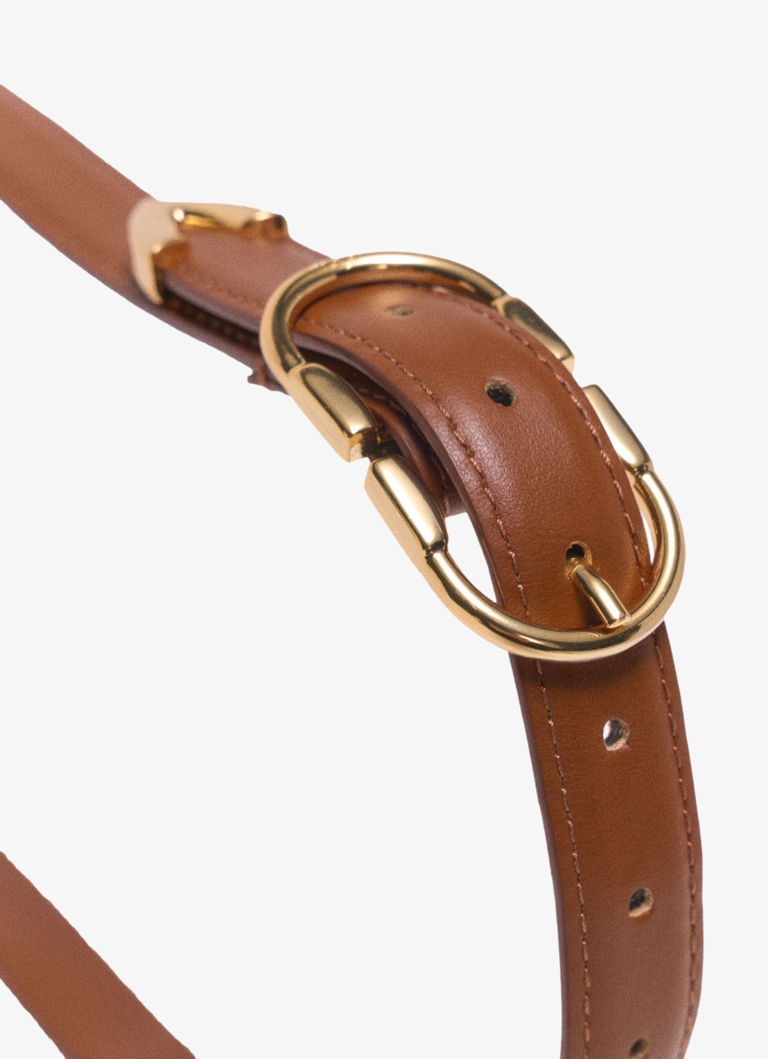 Maje Riem van leer - voorkant 2 camel
