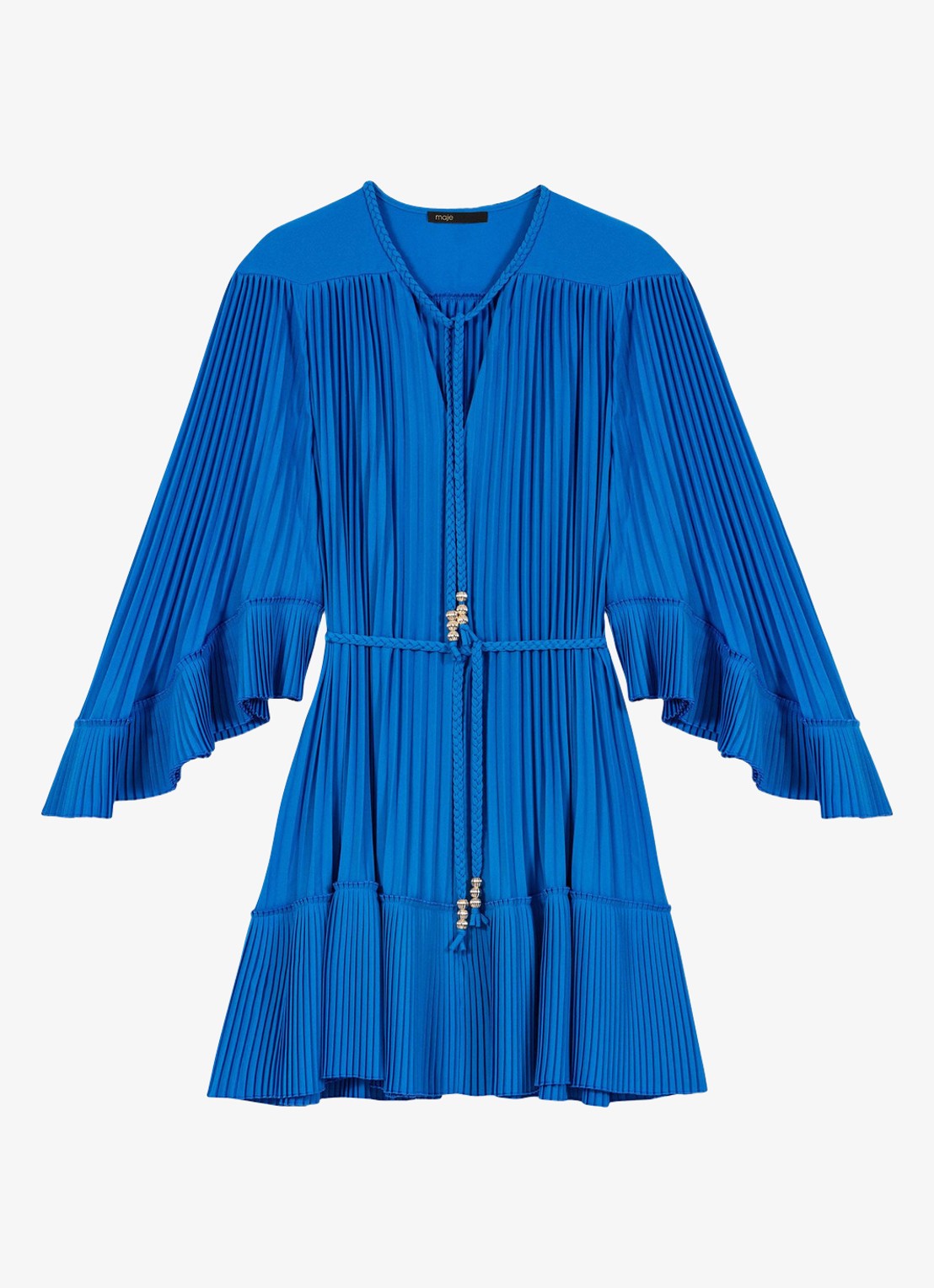 Maje Rilaje mini jurk met plooien - voorkant 6 donkerblauw