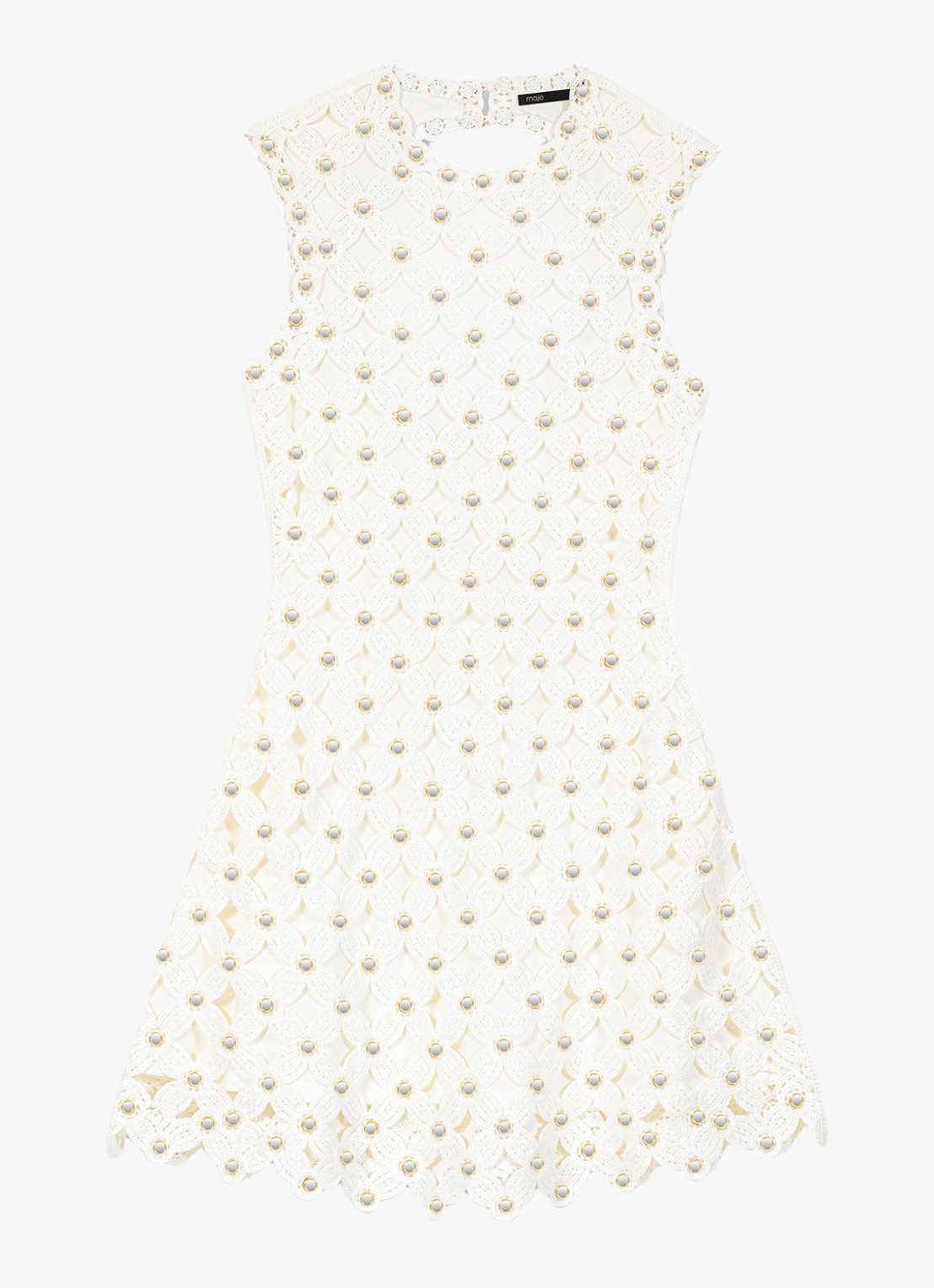 Maje Rimiroir mini jurk met opengewerkt detail - voorkant 6 wit