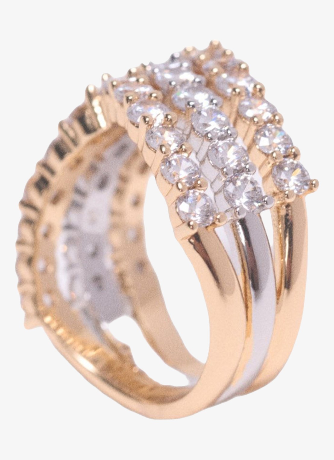 Maje Ring met zirkonia - voorkant 3 goud
