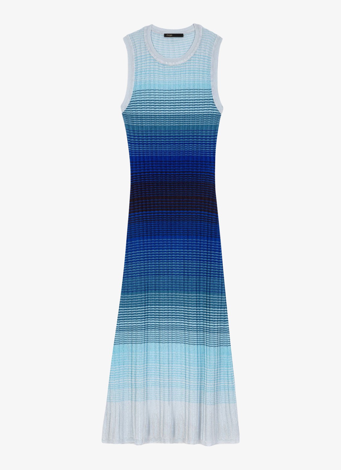 Maje Rirano fijngebreide midi jurk met print - voorkant 4 donkerblauw