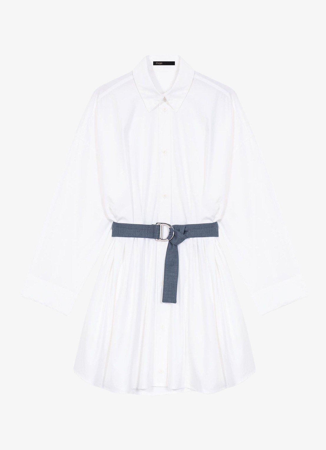 Maje Rishirt mini blousejurk met ceintuur - voorkant 6 wit