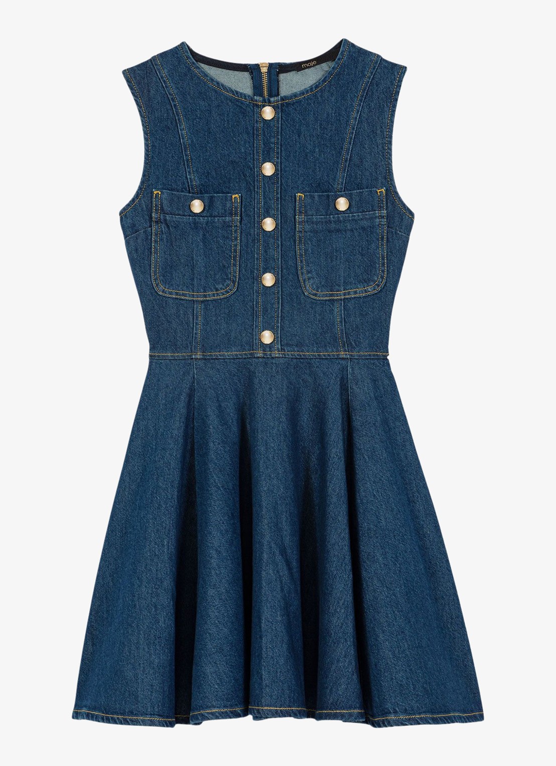 Maje Risunim mini jurk met plooien - voorkant donkerblauw