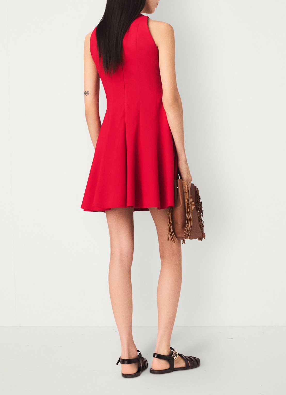 Maje Risunny mini jurk met plooien - achterkant 4 steenrood