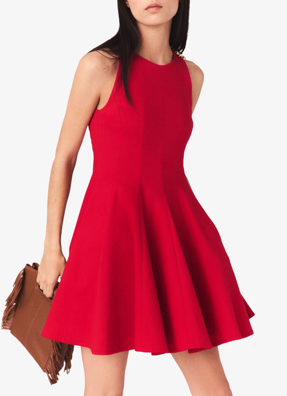 Maje Risunny mini jurk met plooien - detail steenrood