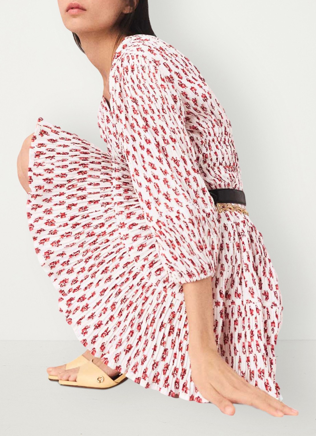 Maje Robbasemi mini jurk met print en plooien - detail 3 rood