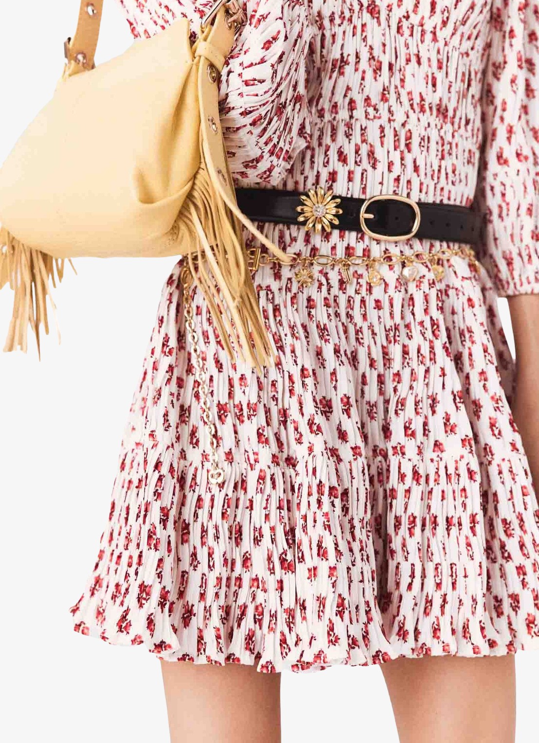 Maje Robbasemi mini jurk met print en plooien - detail 4 rood