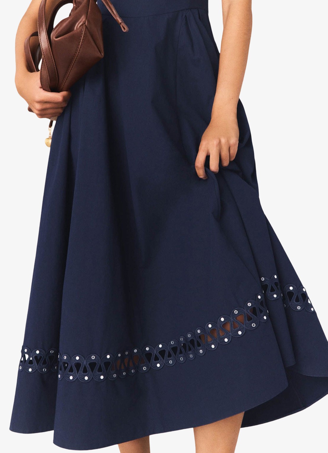 Maje Robolite midi jurk met opengewerkt dessin - detail 6 donkerblauw