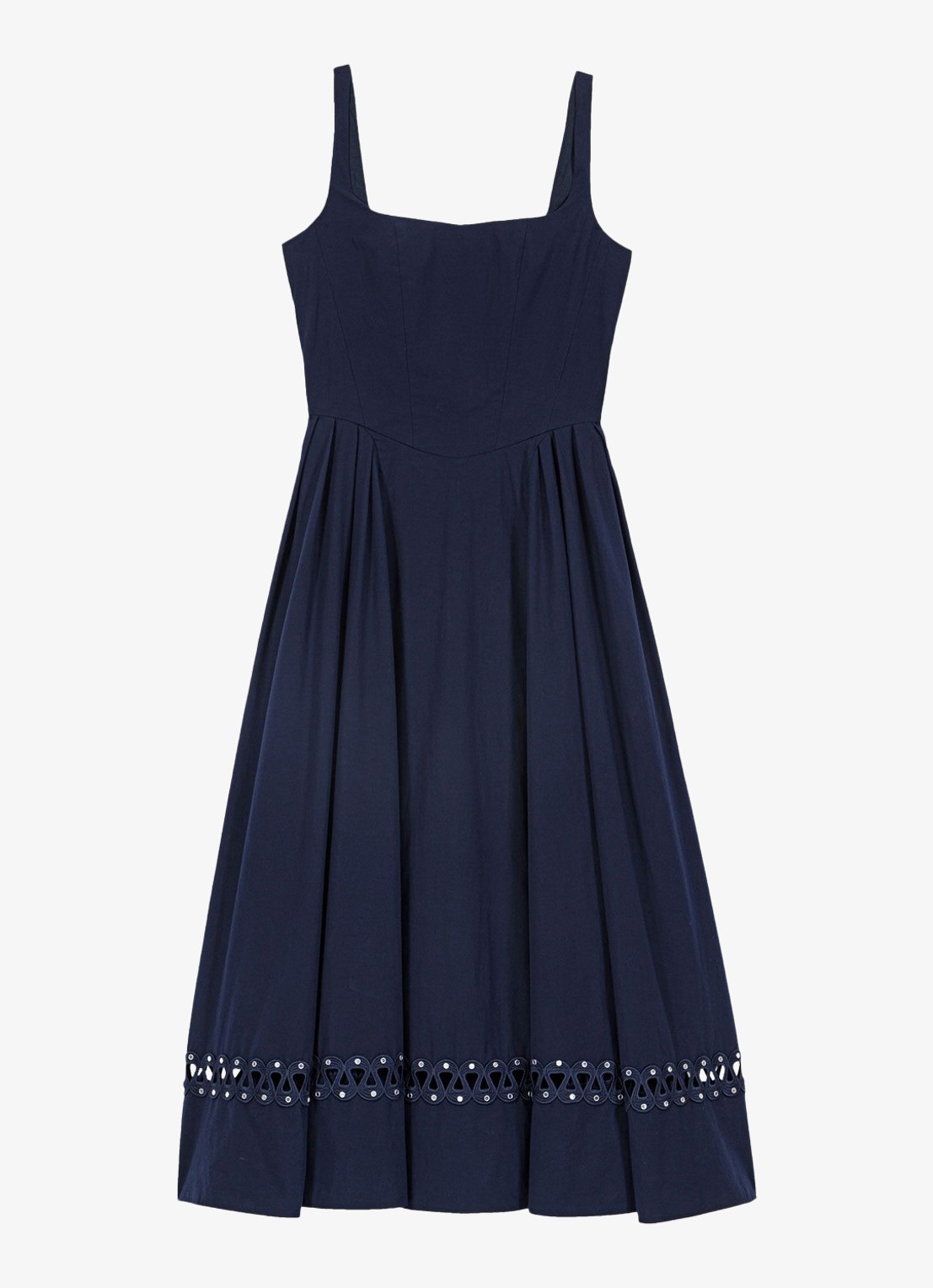 Maje Robolite midi jurk met opengewerkt dessin - voorkant 2 donkerblauw