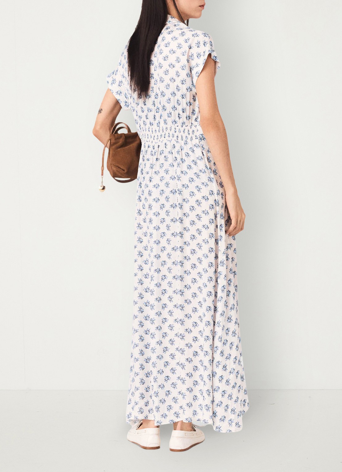 Maje Rubarsemi blousejurk met bloemenprint - achterkant 6 blauw