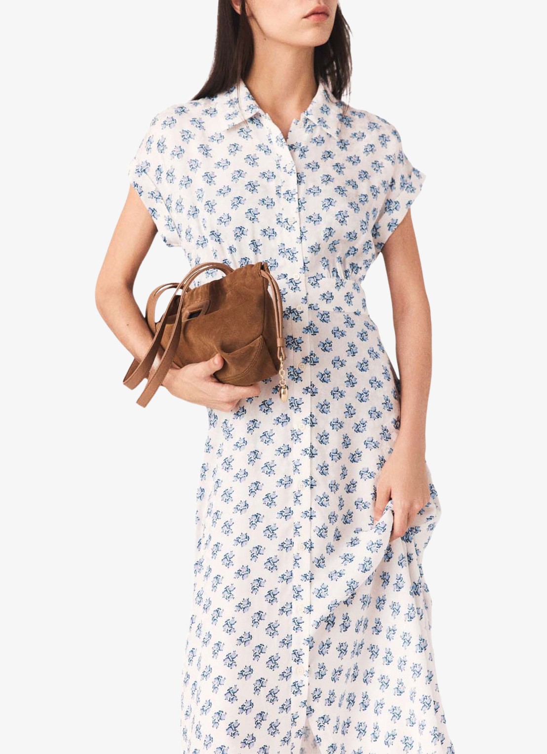 Maje Rubarsemi blousejurk met bloemenprint - detail 2 blauw