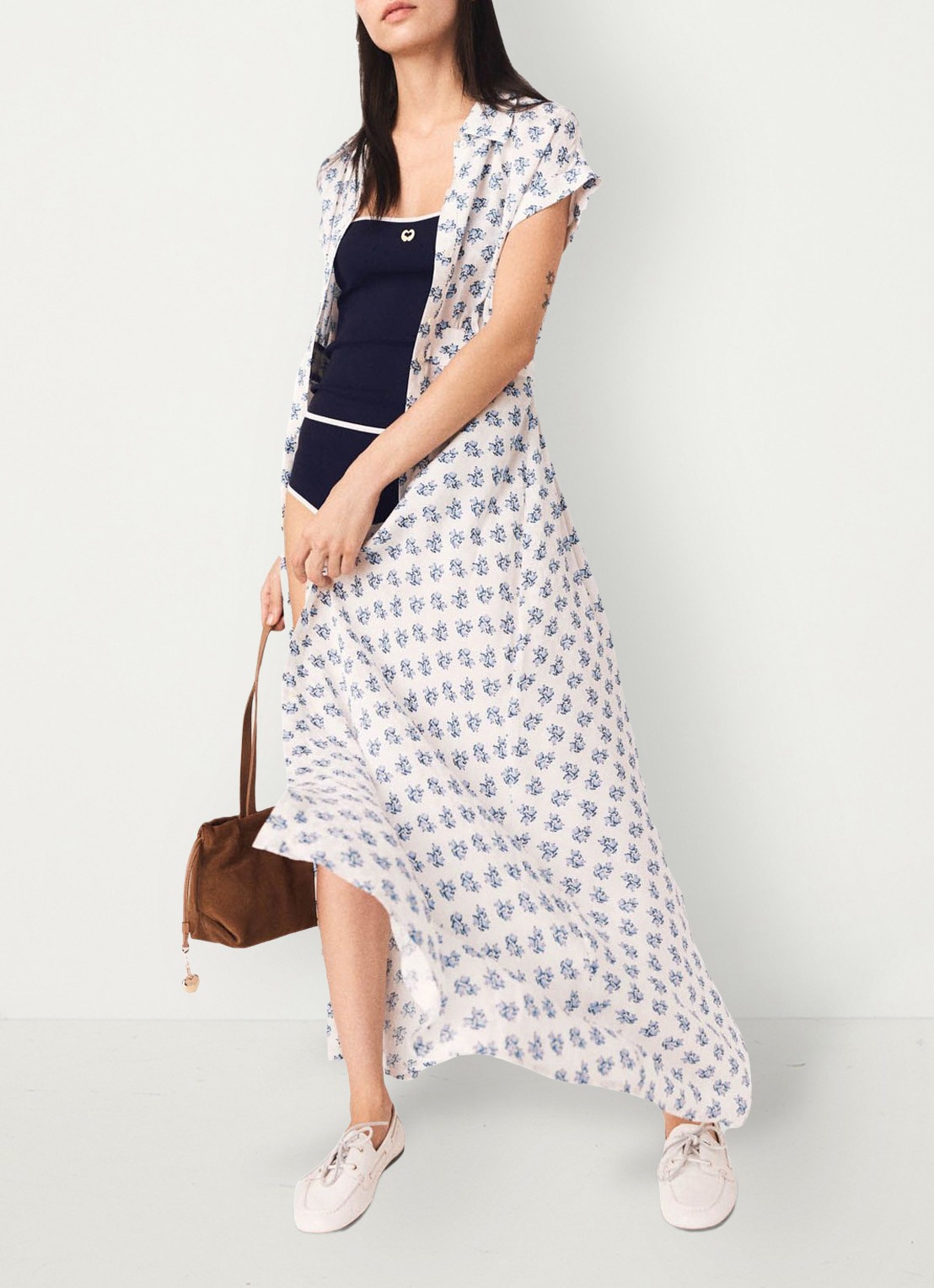 Maje Rubarsemi blousejurk met bloemenprint - detail 3 blauw