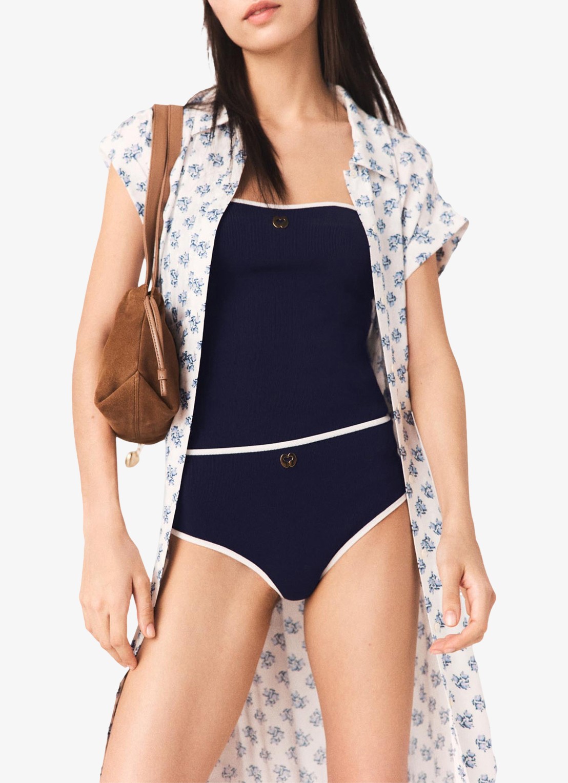 Maje Rubarsemi blousejurk met bloemenprint - detail 4 blauw
