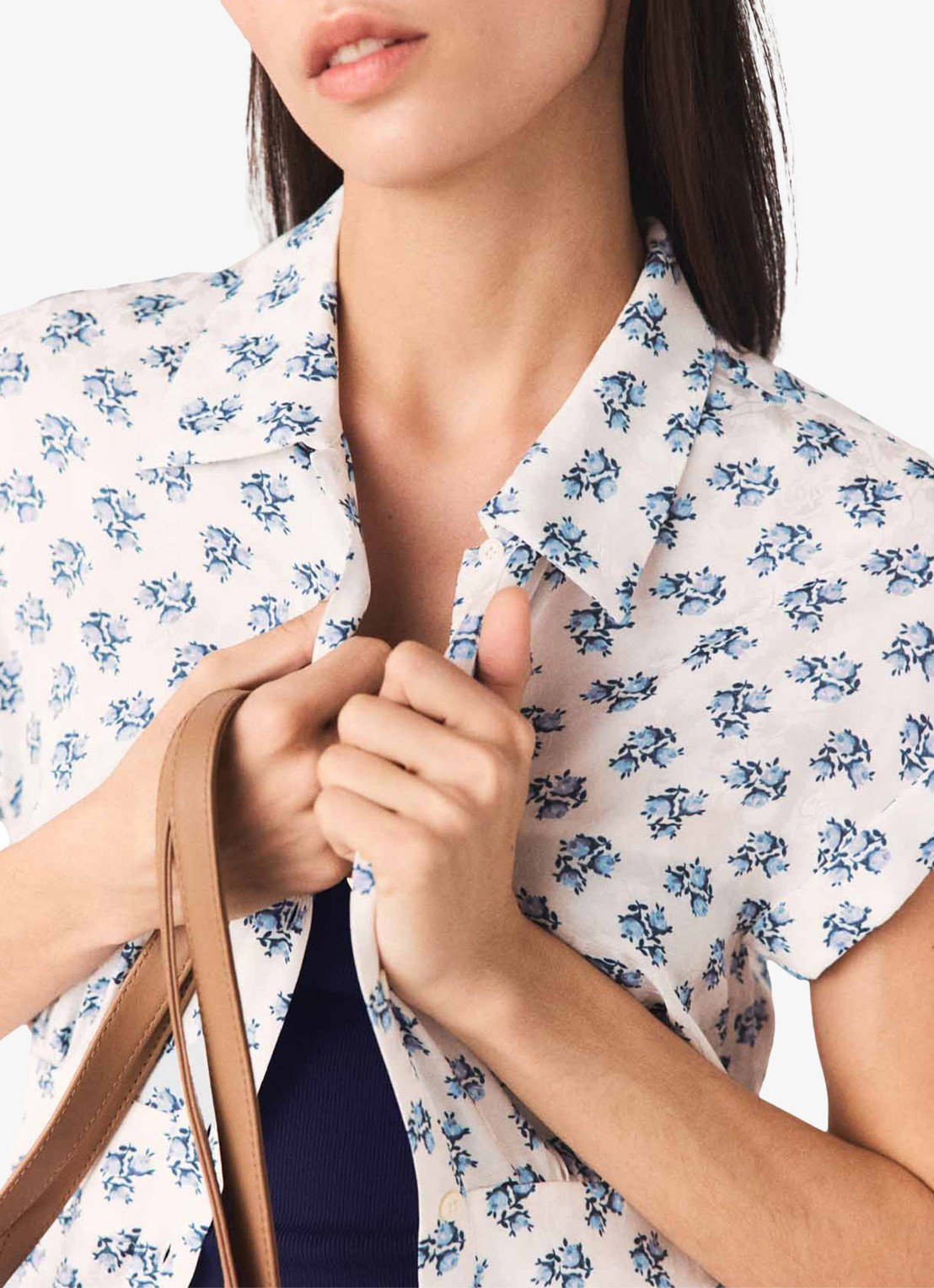 Maje Rubarsemi blousejurk met bloemenprint - detail 5 blauw