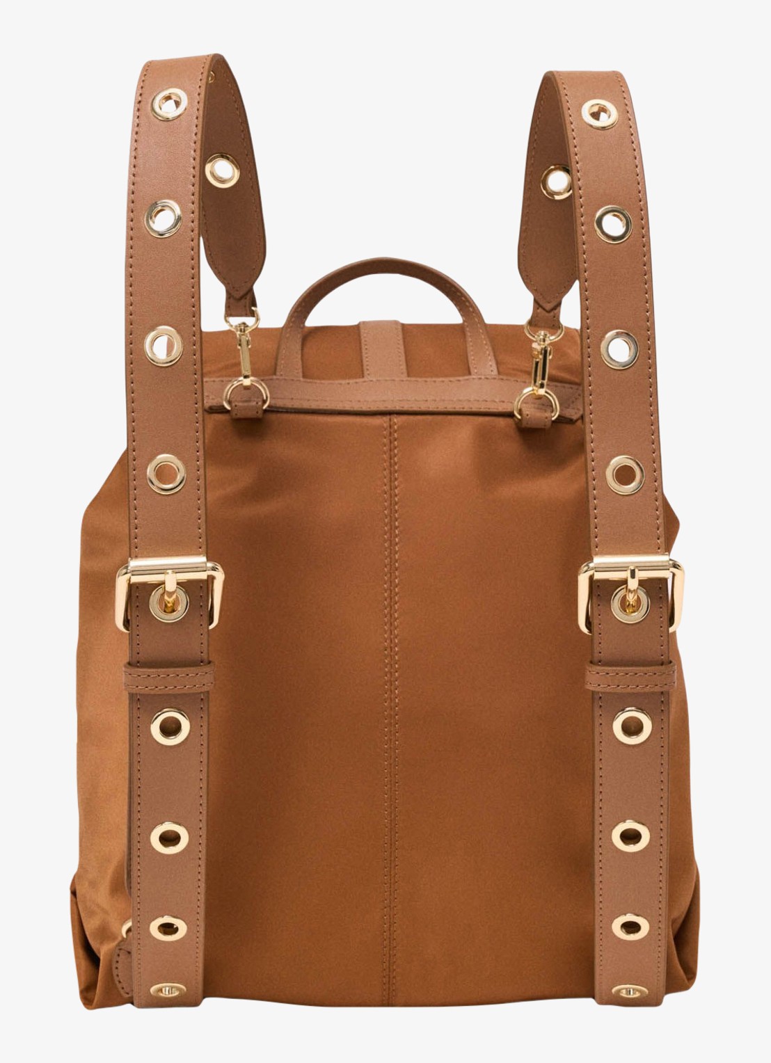 Maje Rugtas van leer en nylon - achterkant camel