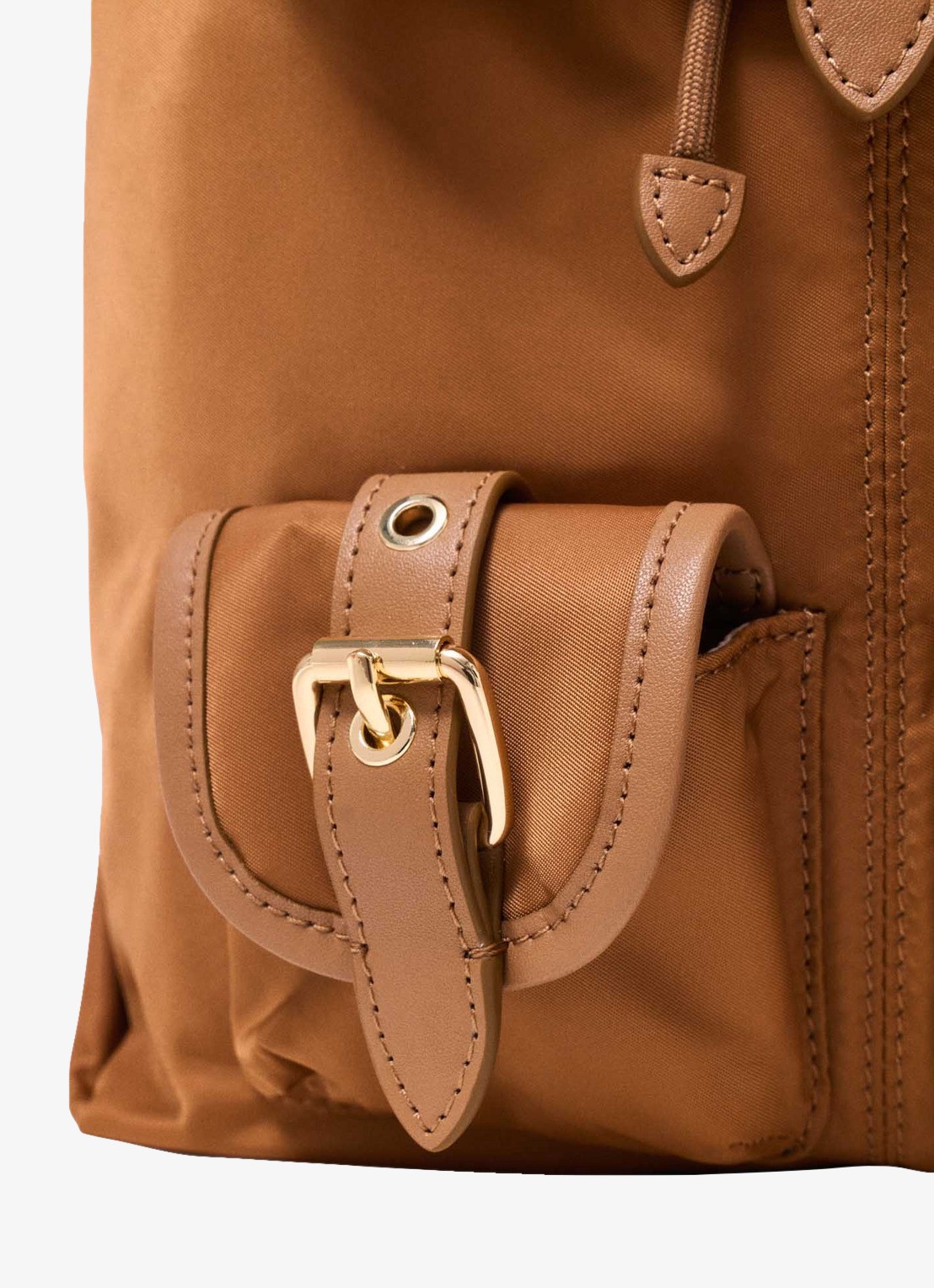 Maje Rugtas van leer en nylon - detail 6 camel