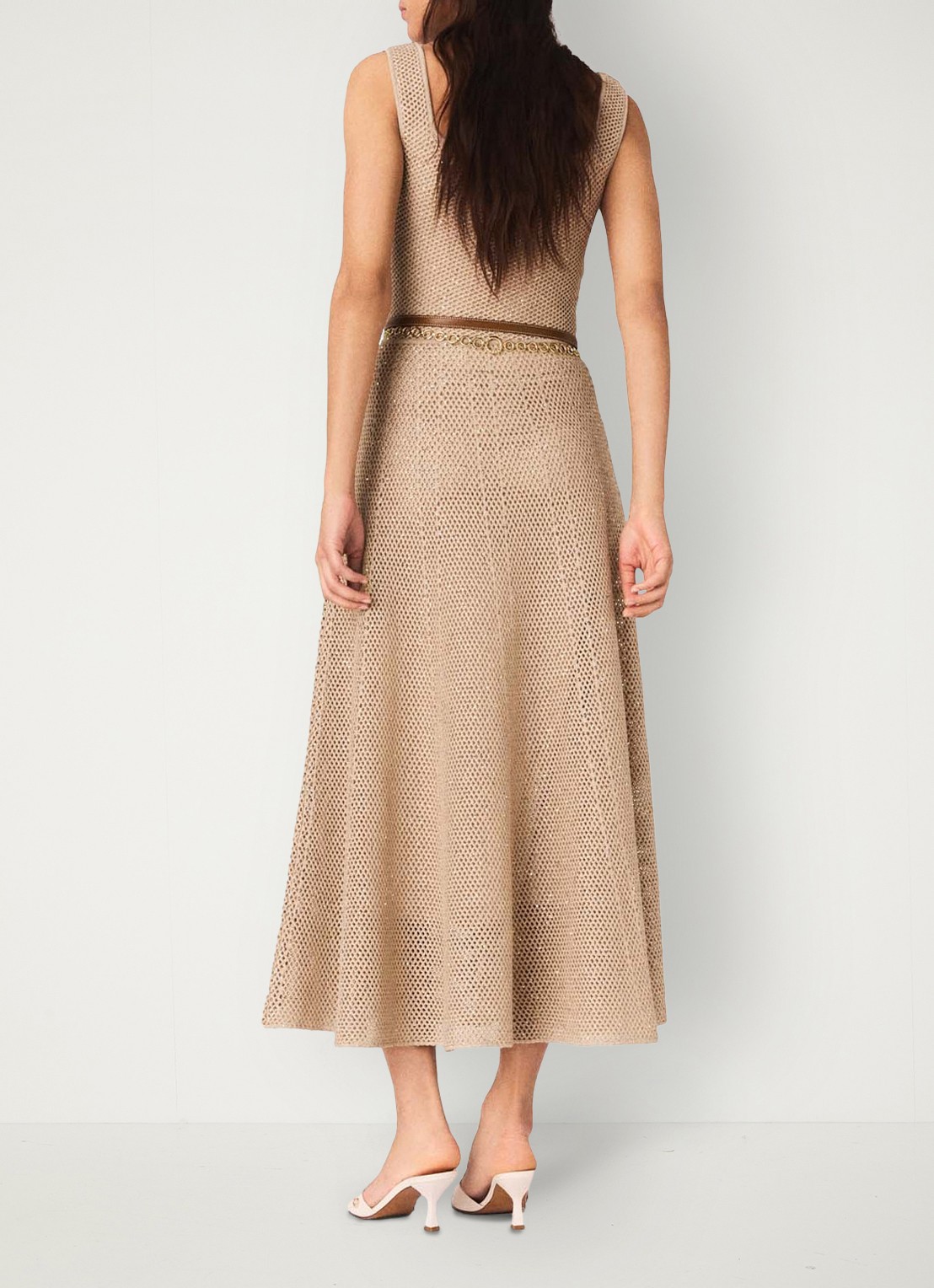 Maje Russelettync midi jurk met strass - achterkant 3 beige