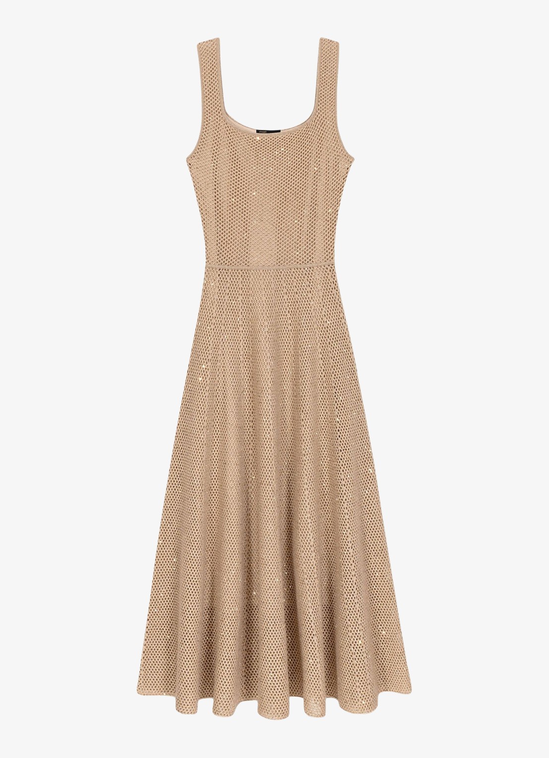 Maje Russelettync midi jurk met strass - voorkant beige