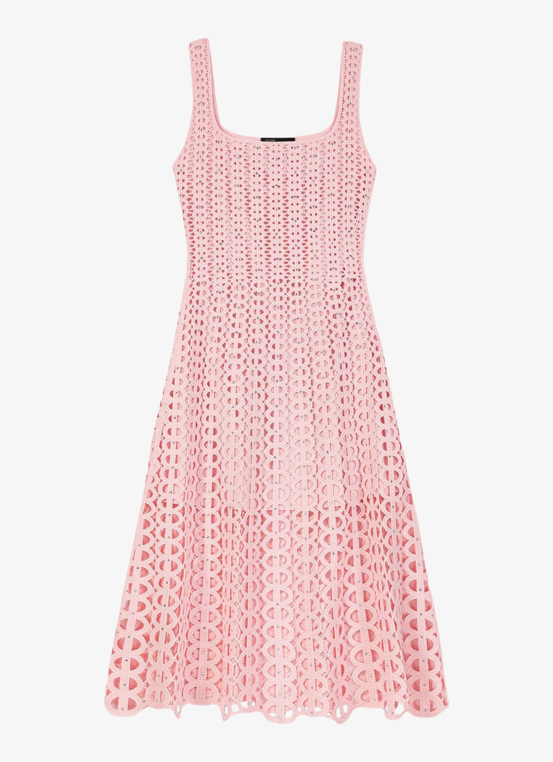 Maje Russelking midi jurk met opengewerkt detail - voorkant 7 roze