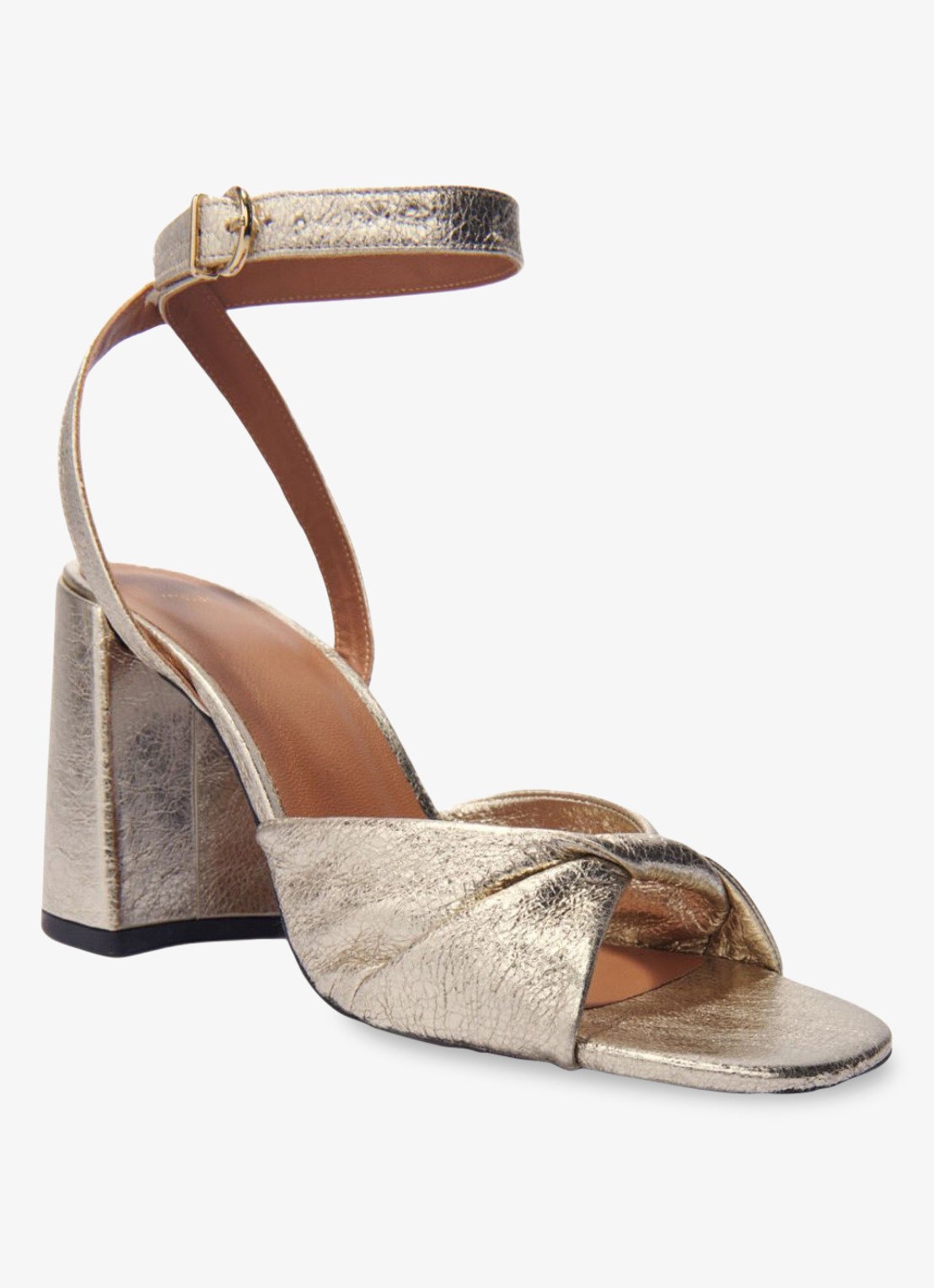 Maje Sandalette van leer met metallic finish - detail 3 goud