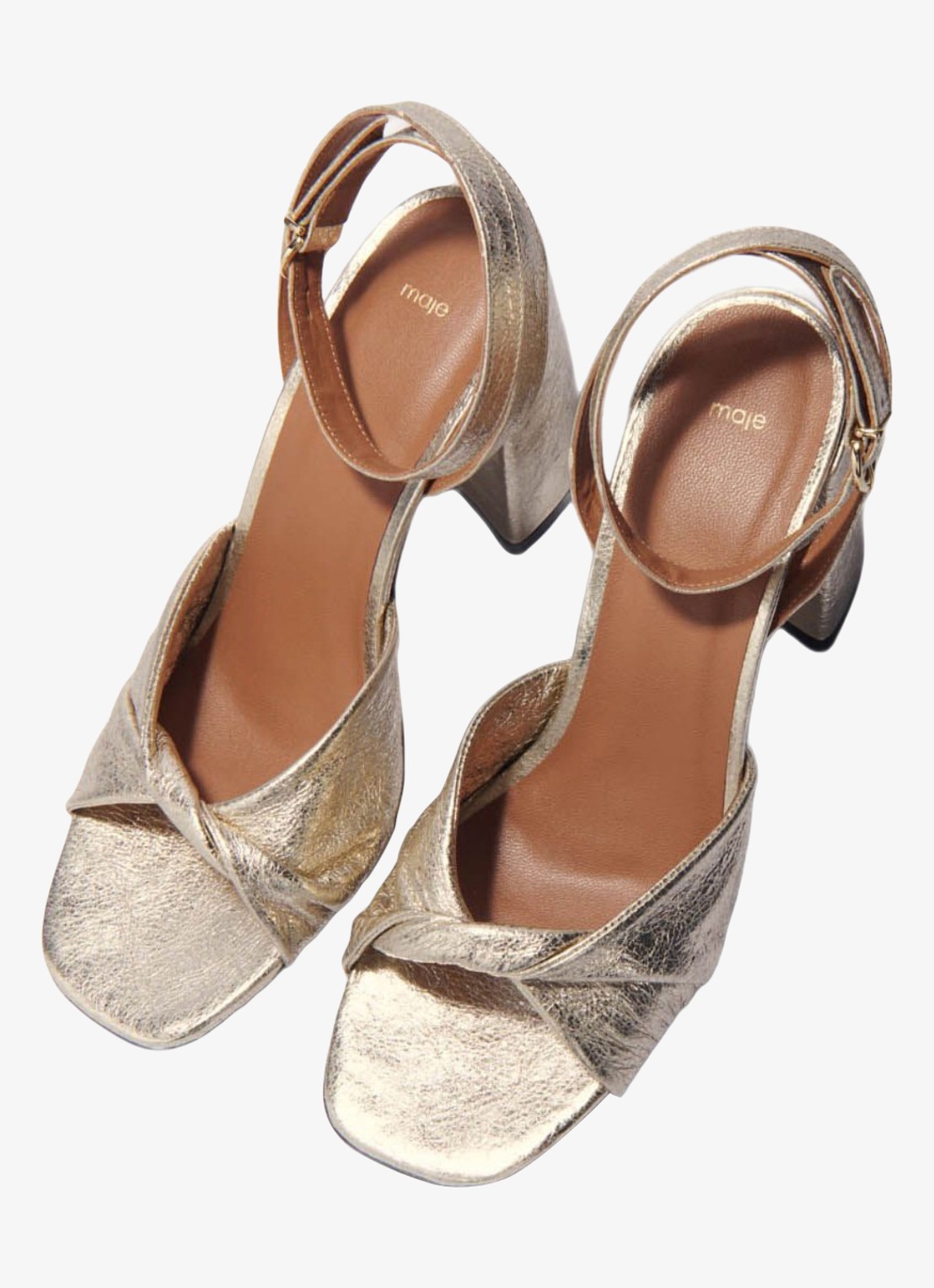 Maje Sandalette van leer met metallic finish - detail 4 goud