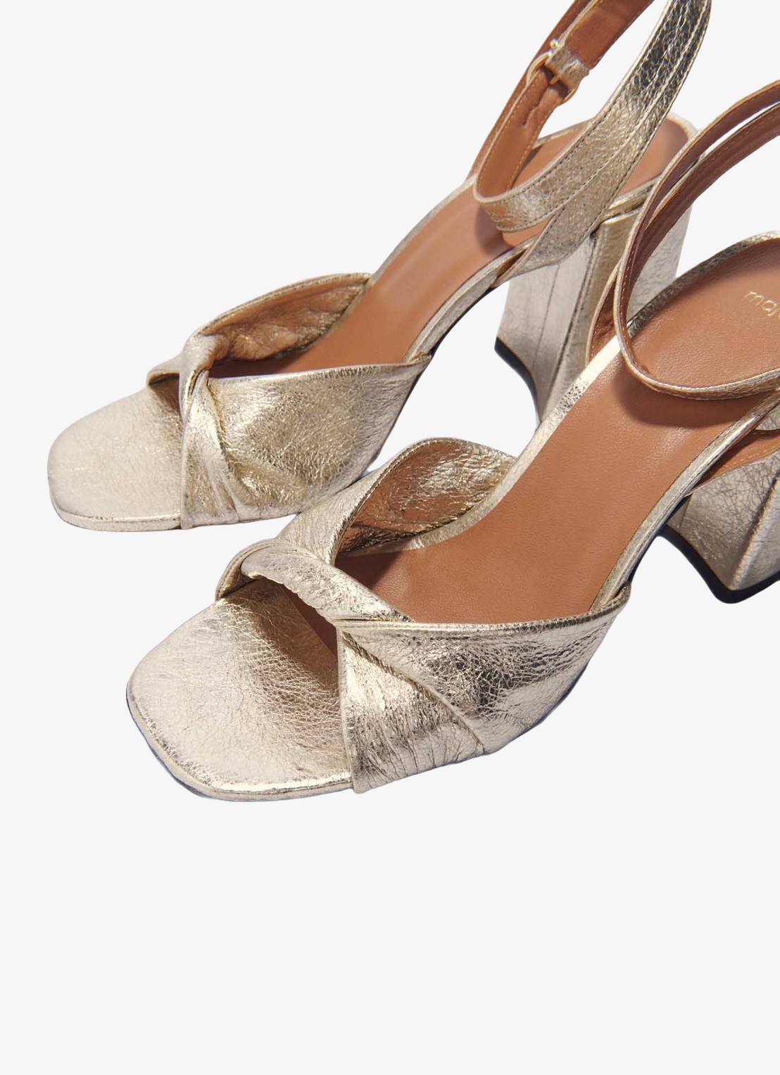Maje Sandalette van leer met metallic finish - detail 5 goud