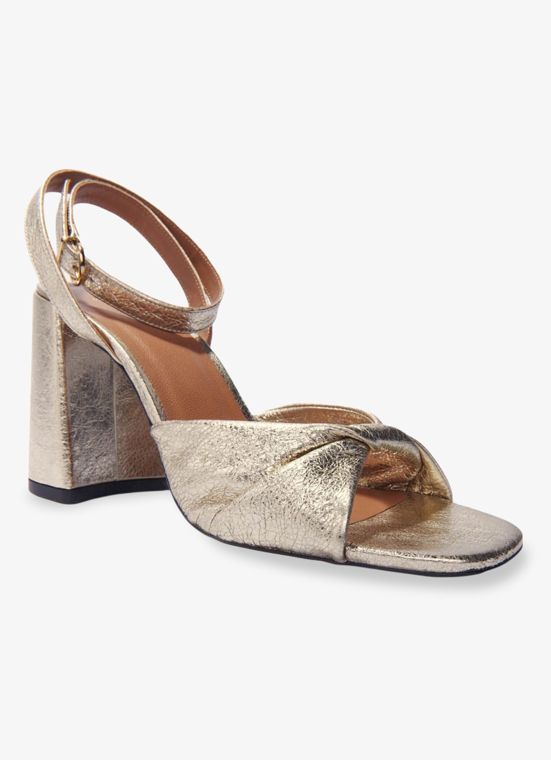 Maje Sandalette van leer met metallic finish - detail 6 goud