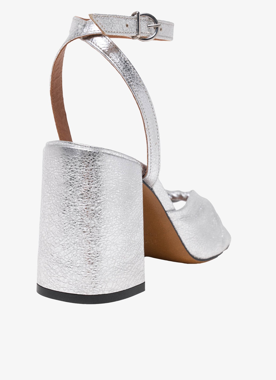 Maje Sandalette van leer met metallic finish - detail 2 zilver