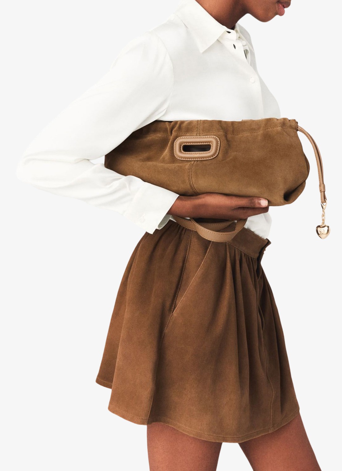 Maje Schoudertas met hanger - voorkant 2 camel