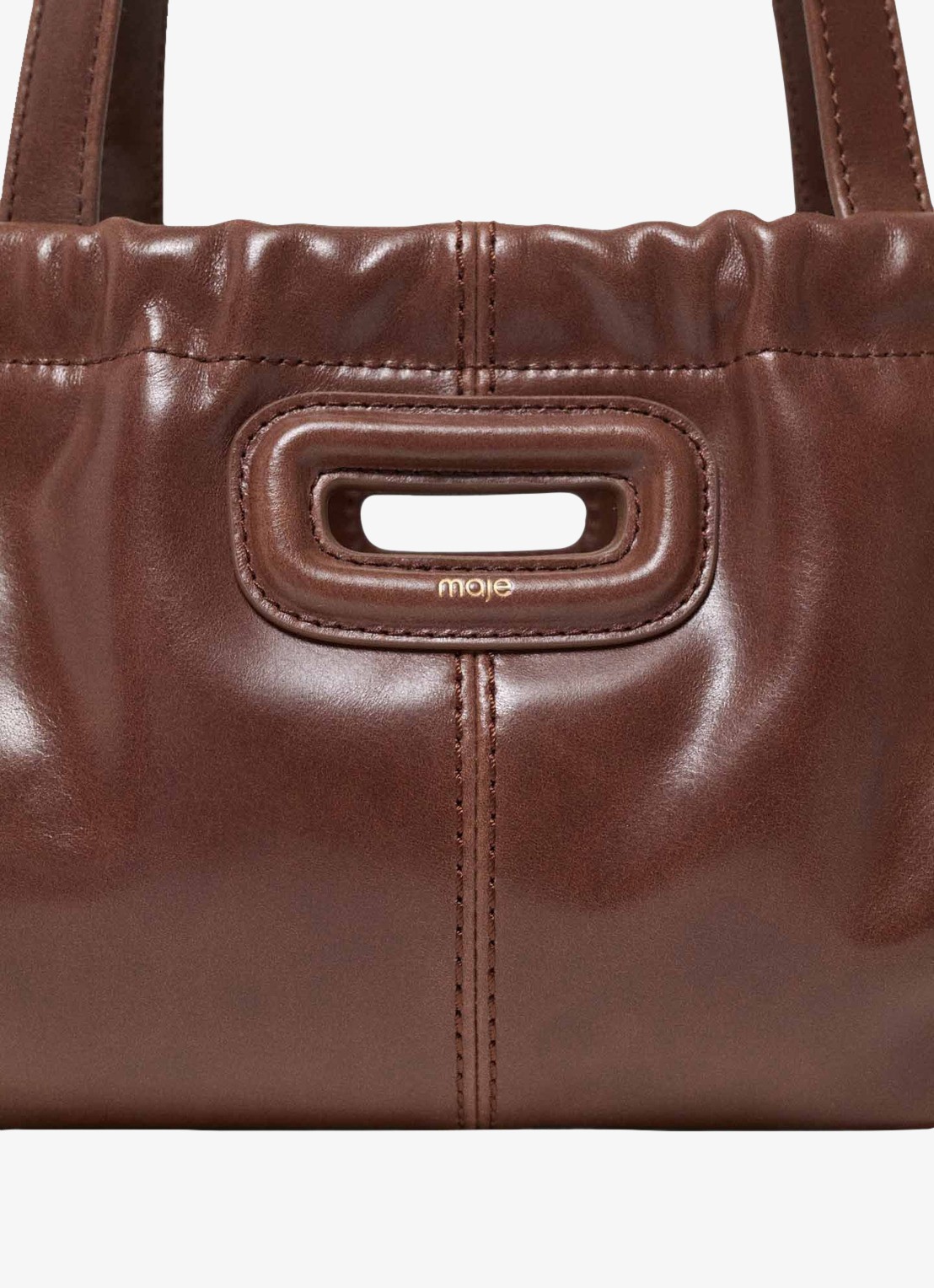 Maje Schoudertas met logo - detail 2 bruin