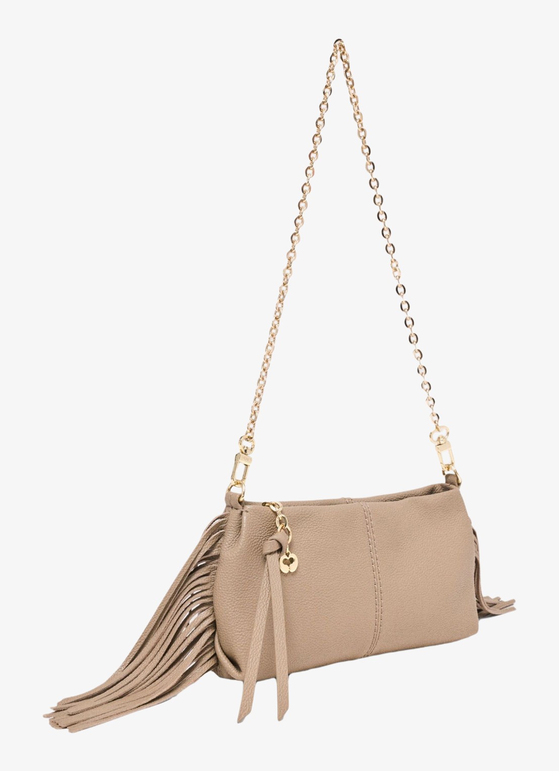 Maje Schoudertas met tasbedel - detail 3 beige