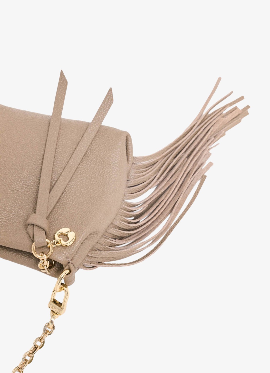Maje Schoudertas met tasbedel - detail 5 beige