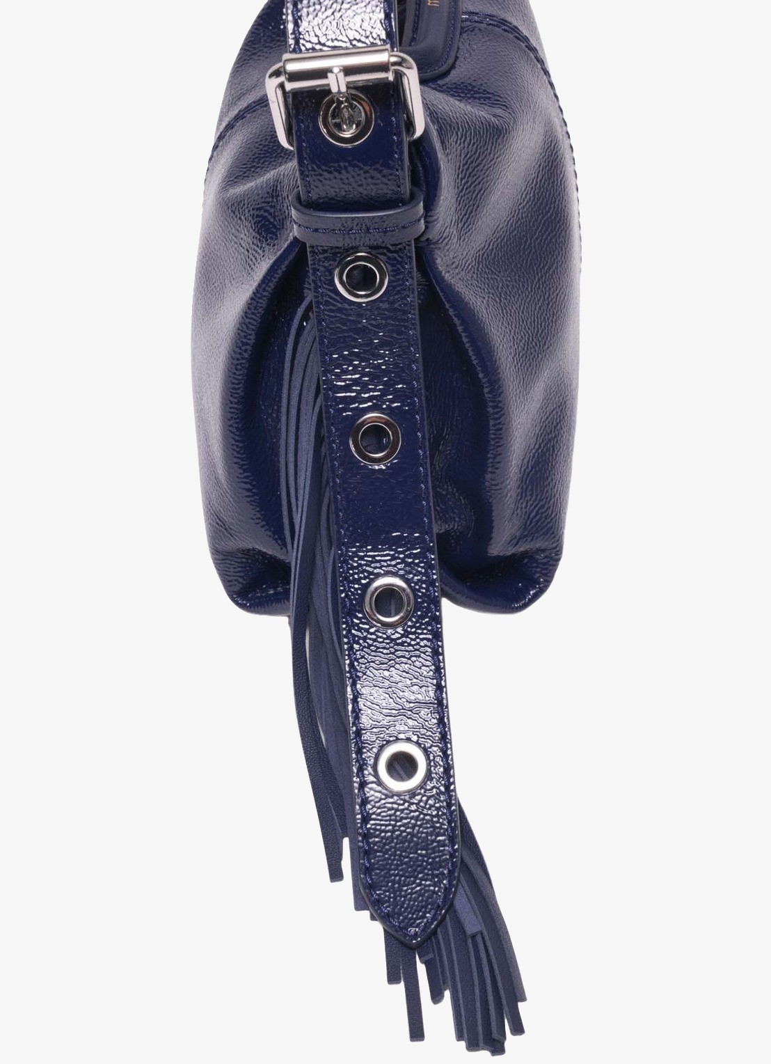 Maje Schoudertas van lakleer - detail 4 donkerblauw
