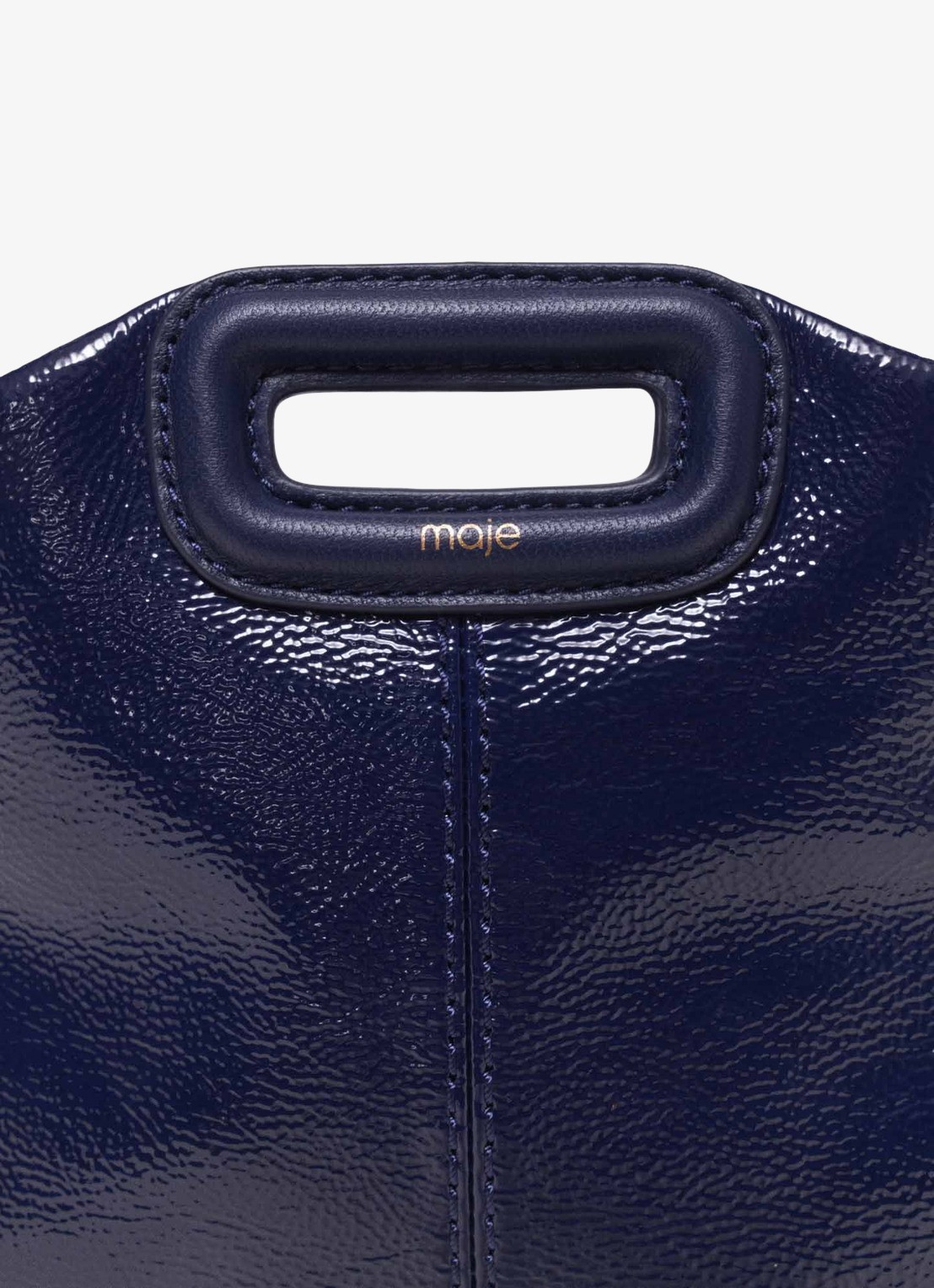 Maje Schoudertas van lakleer - detail 5 donkerblauw